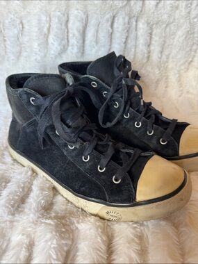 UGG Black High-Top Suede Sneakers with Cream Toe Cap
